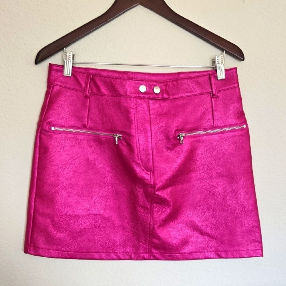 Jolie & Joy Vibrant Pink Faux Leather Mini Women's Skirt Size XL